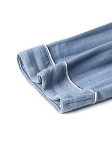 男士加大码纯棉长袖浴袍，透气吸水，秋冬款 - 藍色 - 查看 3