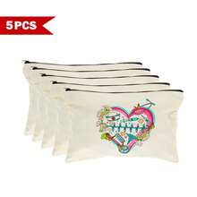 1 Peça / 5 Peças / 10 Peças Bolsa de Lona com Tema de Enfermeira, Bolsa com Zíper, Bolsa de Kit de Sobrevivência, Bolsa Medicinal, Impressão de Padrão de Letra/Flor/Onça/Coração/Arco-íris, Bolsa Divertida para Maquiagem, Bolsa de Toucador Portátil para Viagem, Organizador de Maquiagem, Bolsa Cosmética, Bolsa de Higiene, Coleção de Banheiro, Coleção de Quarto, Grande Capacidade