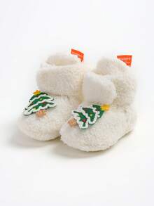 圣诞树新生儿婴儿男女宝宝保暖羊毛冬季短靴学步鞋拖鞋