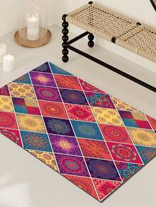 Bohemian Style Indoor Decorative Carpet, New Short Plush Pearl Velvet Material Indoor Carpet, Living Room Carpet, Sofa Carpet, Bedroom Carpet, Anti-Slip Bedside Rug, Dining Room & Kitchen Carpet, Office Chair Pad, Entryway Doormat, Outdoor Picnic Mat, Outdoor Camping Blanket - Multicolor1 - View 15