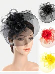 HITYfascinator 1 قطعة شريط رأس من ألياف البوليستر أحادي اللون، مناسب لجميع الفصول، شريط شعر للنساء، دياديما