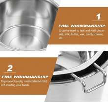 Cabilock Olla Para Ba?o María De Acero Inoxidable 600Ml Caldereta Para Derretir Chocolate Cera Y Queso Con Mango Ergonómico Ideal Para Hornear Y Preparar Postres - negro - Ver 3