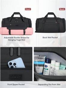 NEWHEY Gym Bag For Men 40/55L Sports Duffel Bags Gym Duffle Bag Men With Shoe Compartment & Wet Pocket Water Resistant Travel Duffel Bag Lightweight Weekender Overnight Bag Travel Bag Gym Bag - Multicolor - View 7