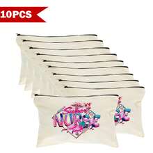1 Peça / 5 Peças / 10 Peças Bolsa de Lona com Tema de Enfermeira, Bolsa com Zíper, Bolsa de Kit de Sobrevivência, Bolsa Medicinal, Impressão de Padrão de Letra/Flor/Onça/Coração/Arco-íris, Bolsa Divertida para Maquiagem, Bolsa de Toucador Portátil para Viagem, Organizador de Maquiagem, Bolsa Cosmética, Bolsa de Higiene, Coleção de Banheiro, Coleção de Quarto, Grande Capacidade