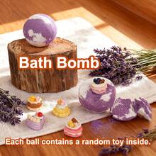1包65克薰衣草奢华泡澡球，内含惊喜小玩具 - 芳香疗法水疗泡澡体验 - 理想的放松舒缓女性礼物 - 薰衣草色 - 查看 10