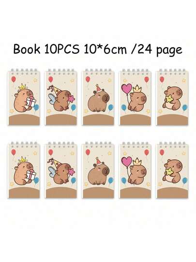 12pcs Capybara Spiral Notebooks, Student Notebooks, Vocabulary Notebooks, Sketchbooks, Memo Pads, School Supplies, Student Prizes, Party Notebooks, Back To School Stationery, Christmas Memo Pads