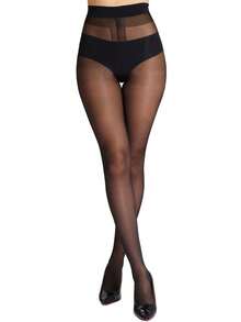 1pc/3pcs/6pcs Women's Solid Black Leggings, Ultra-Thin Crotch Reinforced Pantyhose High Waist Stockings - Suitable For Women Under 60kg