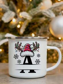 1PC Personalized Name White Enamel Mug, Unique Gift, Suitable For Special Occasions, Personalized Photo Coffee Mug, Custom Camping Mug, Custom Christmas Gift, Personalized Anniversary Photo Mug,Chic Design - Letter Type (C) - View 18