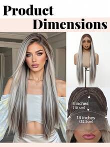 High-Quality Front Lace Wig 13*4 HD Former Lace Long Straight Hair Wig Multicolor 30-Inch Female Wig Synthetic Heat-Resistant Wig Perfect For Elegance And Naturalness For Holiday Travel Parties Cosplay Music Festivals Everyday Gifts Ready To Wear,The Perfect Holiday Gift For Girls, A Halloween Wig - 間色 - 查看 2