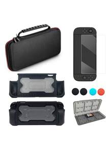 1 Set For Nintendo Switch 2: 1pc Shockproof Carrying Case + 1pc Mecha-Themed TPU Protective Case + 4pcs Joystick Caps + 1pc High-Definition Tempered Glass Screen Protector + 1pc Game Card Storage Box. Mecha-Themed Protective Case Design, Carrying Case Provides Comprehensive Protection Against Drops, Explosions, Scratches, And Sweat, Enhancing Gaming Operation And Experience. - Multicolor - View 1