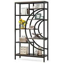 LITTLE TREE Industrielles Bücherregal Etagere Bücherregal rustikal 8 Ebenen Bücherregale mit Metallrahmen hoch freistehend offenes Lagerregal für Heimbüro Wohnzimmer