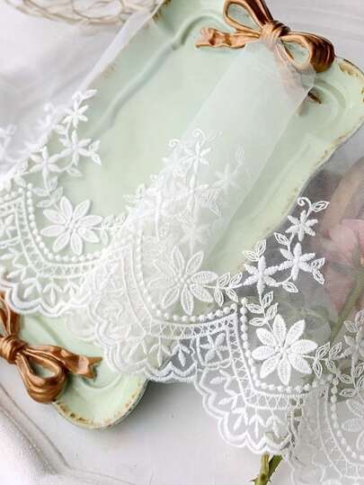 1 Yard Embroidered Lace Trim, 15cm Wide, Curtain, Collar, Cuff, Wedding Dress Sewing Accessory, DIY Decor