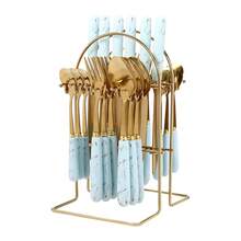 Cutlery Set With Stand Cutlery Set Service For 24 Pieces Flatware Set - Gold - View 7