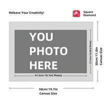 Kit di pittura a diamante personalizzata su misura per adulti, fai da te 5D, arte con punti a forma rotonda/quadrata, con foto, testo e disegno personalizzato, in varie dimensioni (20x25cm), decorazione personalizzata per la casa (Punti rotondi, 30x40cm), kit per adulti, decorazione con pittura a diamanti 5D