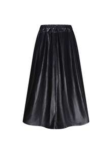 Elegant Plus Size Women's Spring/Summer Sexy Music Festival Versatile Casual Fashion PU A-Line Skirt | Perfect For Valentine's Day, Birthday Party, Office, Date, Holiday Events & Daily Wear - màu đen - Xem 5