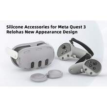 Juego de cubiertas de silicona VR para Meta/Oculus Quest 3, diseño mejorado con protección completa para Quest 3, 5 en 1 accesorios VR con cubierta protectora, regalo ideal para cumpleaños y Navidad (no incluye el auricular VR y el controlador) (Gris)