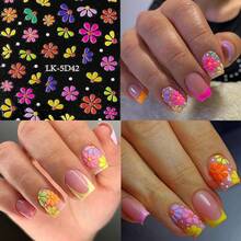 Nail Art Stickers Decals 5D Embossed Flower Nail Decals Self Adhesive Spring Summer Heart Daisy Nail Supplies 3D Nail Design For Women Nail Decoration Colorful Flower Nail Stickers{Inchcolor_nameinch:InchColorful-06inch} - 多彩-06 - 查看 3