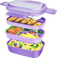 ​​3-Tier Large-Capacity Divided Bento Lunch Box 500g - 5 Color Options Stackable Meal Prep Container With Compartments For Healthy Eating & Portion,For Work, School And Travel​,Lunch Box - 彩色 - 查看 16