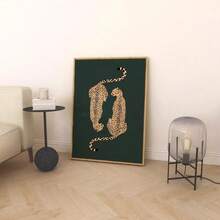 1 件翡翠绿猎豹印花海报、绿豹帆布画印花、多巴胺装饰、复古海报、当代复古豹纹时髦墙壁艺术、公寓艺术、无框架 - 彩色 - 查看 2