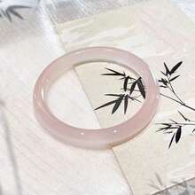 1pc Pink Faux Jade Bangle Bracelet, Sweet & Versatile Jade Bangle Bracelet Women Under 75kg, A Great Girlfriend, Mother - Hồng - Xem 5