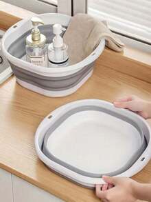 1/3pcs Portable Folding Wash Basin, Thickened Plastic Foldable Basin, Travel Wash Basin, Multi-Functional Folding Wash Basin, Large Capacity Storage Basin, Sturdy And Durable, Space-Saving, Essential For Travel, Home, Outdoor - Multicolor - View 3