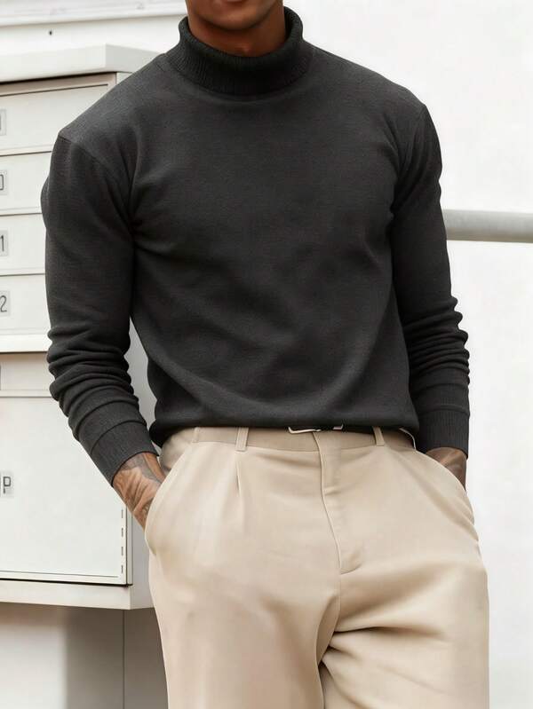 Men's Casual Turtleneck Sweater, Versatile For Commuting And Layering, Autumn/Winter