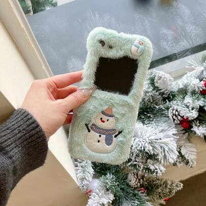 Jesienno-zimowa, haftowana, składana obudowa na telefon z bałwanem świątecznym do Samsunga Galaxy Z Flip3 5G/Galaxy Z Flip 4 5G/Galaxy Z Flip 5 5G/Galaxy Z Flip 6 5G/Galaxy Z Flip 7 5G, damska