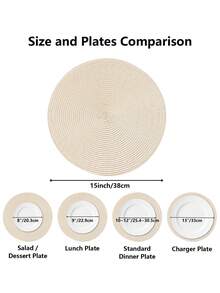 1pc/4pcs/6pcs 15-Inch Round Woven PP Placemats, Washable Non-Slip Dining Table Mats, High-Quality Woven Home Decor Tableware Coasters, Suitable For Dining Room, Kitchen, Farmhouse Style, Christmas & New Year Party Decoration