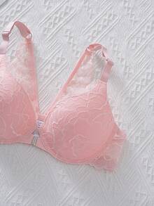 3pcs Comfortable Front Closure Bras With Lace Decor, Fashionable Design Suitable For Daily Wear, Perfect Fit And Support In Various Sizes - Multicolor - View 3