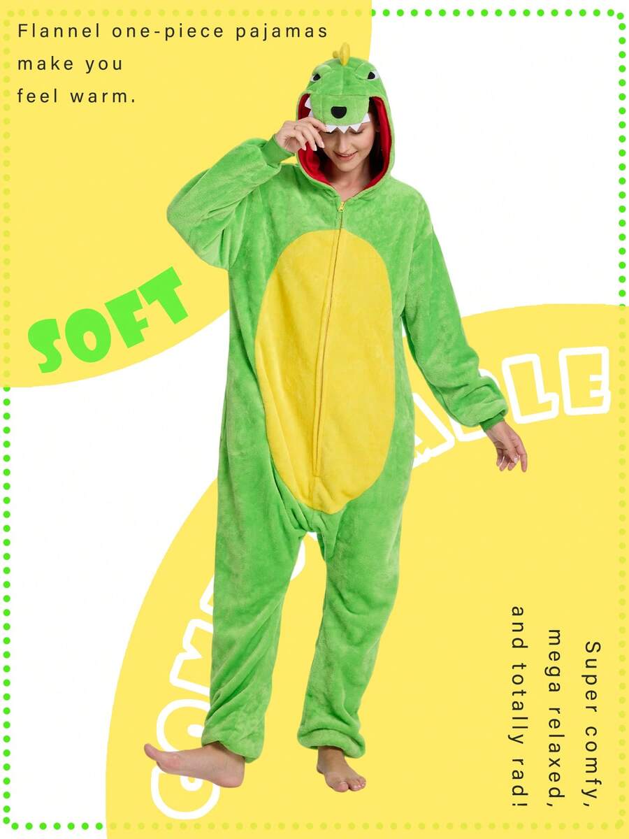 Unisex Adult One-Piece Pajamas, Halloween Animal Cosplay Costume - màu xanh lá - Xem 1