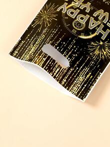 10/25/50个装 2026新年礼品袋，带提手，黑金主题礼品手提袋，新年快乐礼品包装袋，新年派对回礼袋，礼品袋，糖果袋，新年礼物，2026新年快乐装饰品，新年派对装饰品，桌面装饰品，厨房装饰品，餐厅家居节日装饰品，新年派对用品，小型派对礼品 - 黑金新年快樂 - 查看 10