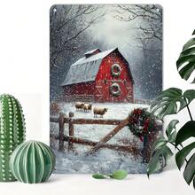 2D Retro Christmas Tin Sign - Farmhouse Holiday Decoration, Red Barn And Snow Scene - Heavy Aluminum Metal Poster, Suitable For Indoor And Outdoor Use - Pre-Drilled For Easy Hanging - 8x12inch Country Style, Perfect Gift For Home, Bar, Cabin - High-Quality Printing, Seasonal Wall Art, Farmhouse Style Christmas Decoration, Festive Atmosphere, High-Quality Printing - Nhiều màu - Xem 9
