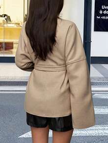 Vaiaye 女士纯色羊毛开衫外套，适合新年和感恩节穿着 - 卡其色 - 查看 2