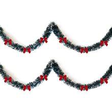 6.56ft Christmas Rattan, Deep Green And White Edge Christmas Decorative Garland, Wedding Party Holiday Decor Snowflake, 3.54 Inch Diameter