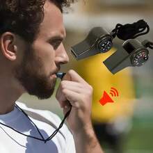 1pc Outdoor Survival Whistle Keychain High-Precision Compass Portable Emergency Whistle Pendant For Hiking And Camping Sleek For Easy Visibility