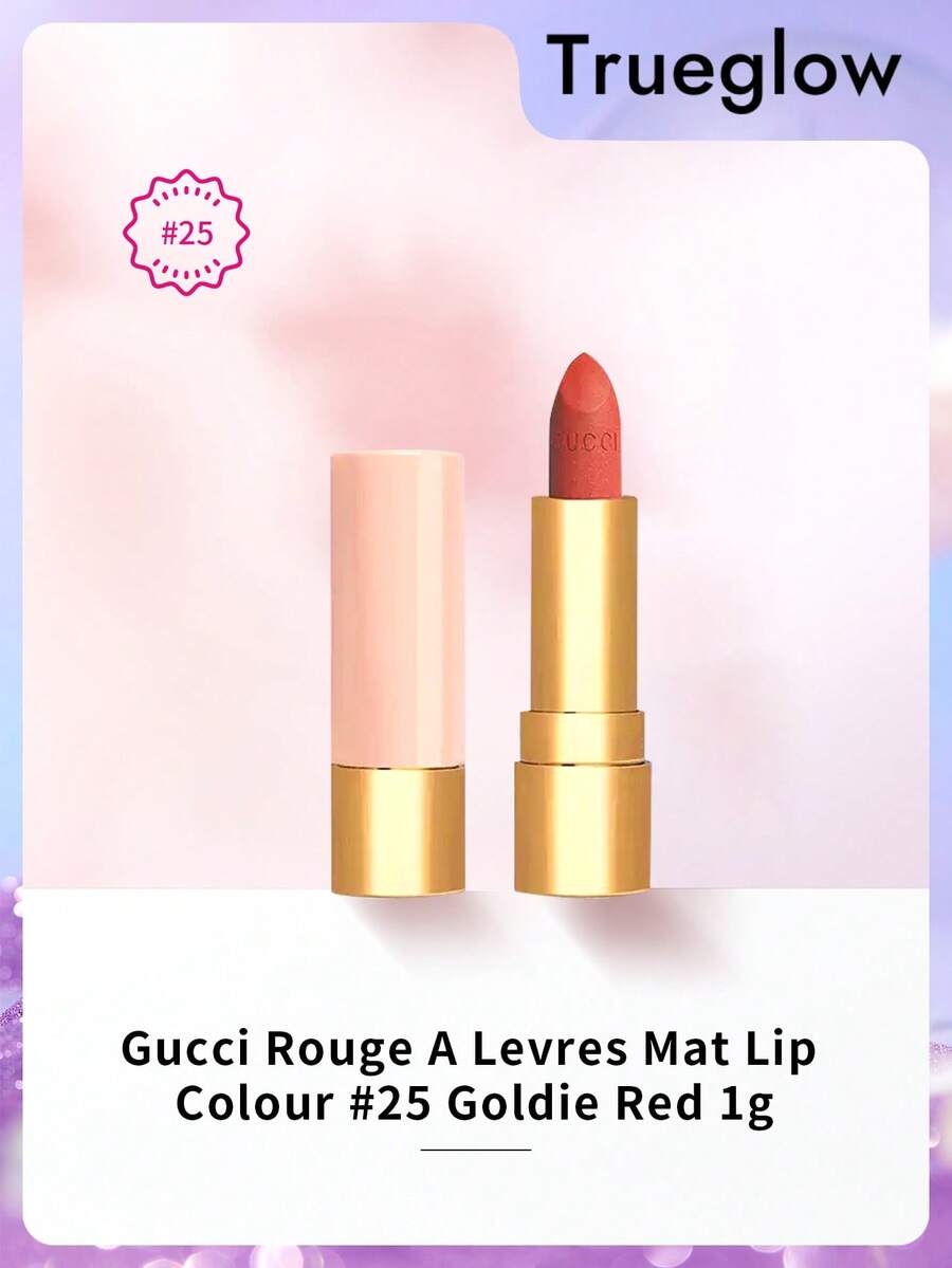 Gucci Rouge A Levres Mat Lip Colour Lipstick Shade In 25 Goldie Red 1g / 0.035 .O.Z Mini Size,Long Lasting Wear,Comfortable Formula - #25 - View 1