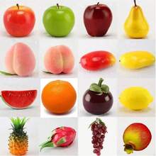 仿真水果蔬菜家居装饰假橘子桃子苹果梨葡萄柠檬桃子摆件美食摄影道具 - 彩色 - 查看 3