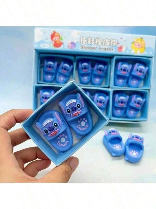 Disney 1pc/2pcs/4pcs Stitch-Inspired Slipper Erasers, Portable Mini Clean Erasers, Creative Stationery Prizes, Perfect For Festival, Birthday Gifts