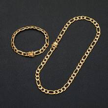 8mm Stainless Steel 1:3 NK Link Chains Necklaces 18K Gold-Plated For  Unisex Hip Hop Bracelet Bling Iced Out Rapper Jewelry Gift - Golden - 查看 2