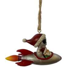 Bella Haus Christmas Shoppe Andre' & Fritz Rocket Adorno para árbol de Navidad | Alien y Gnomo  explosión juntos | Divertida decoración navideña de resina para amantes de la ciencia ficción y(default) - Tipo 1 - Ver 2