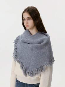 1 Stück Damen Wollmischung gefranstes gestrickter Dreieckschal, hochwertig retro Unisex dicker warmer Schal, geeignet für Outdoor, Urlaub, Skifahren, Eislaufen, Herbst/Winter - Verschiedenfarbig - Übersicht 15