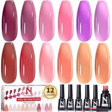 Jelly Gel Nail Polish Set, 12 PCS Autumn Sheer Nude Pink Jelly Nail Polish Gel Neutral Nail Art Design Korean  Icy Transparent Gel Nail Polish Kit UV LED Soak Off Gel Polish{Inchcolor_nameinch:InchJellyGelNailPolishSet-12Colors-2inch} - 果凍凝膠指甲油套裝-12色-2 - 查看 2