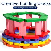 480pcs Colourful Dominoes Wooden Building Block Kits Stacking Racing Game Building Board Game Family Play Racing Educational Toys Christmas Birthday Gift - Multicolor - View 11