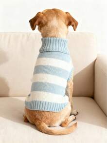 holdhoney Striped Knitted Pet Sweater, Colorful Turtleneck Warm Dog Jumper For Small Breeds Teddy Bichon, Winter Cat Clothing, Cozy Christmas Holiday Birthday Party Outfit - Multicolor - View 28