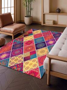 Bohemian Style Indoor Decorative Carpet, New Short Plush Pearl Velvet Material Indoor Carpet, Living Room Carpet, Sofa Carpet, Bedroom Carpet, Anti-Slip Bedside Rug, Dining Room & Kitchen Carpet, Office Chair Pad, Entryway Doormat, Outdoor Picnic Mat, Outdoor Camping Blanket - Multicolor1 - View 12