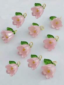 10 pezzi di ciondoli a forma di ciliegie rosse, piccoli e carini, perline di vetro a forma di frutta, ciondoli in acrilico con perline, con anello per orecchini, bracciali, collane, creazione di gioielli e artigianato fai-da-te