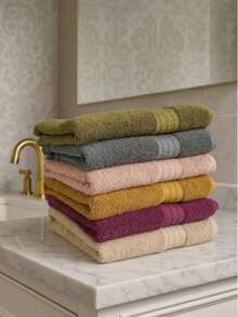 Made In Turkey 6-Piece 100% Cotton Towel Set – Ultra Soft & Absorbent – Face & Hand Towels – Hotel Spa Quality - Multicolor - View 3