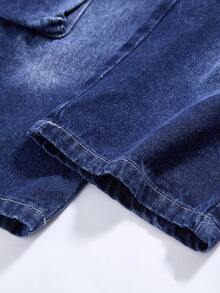 1 pièce Pantalon cargo simple et confortable pour garçons, style de rue décontracté, jeans en denim lavé, nouvelle arrivée pour l'automne/hiver - Jean brut - Voir 6