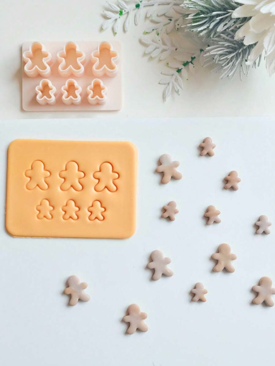 Christmas Themed Earring Making Kits, Gingerbread Man, Christmas Star, Holly Leaf Shape Stud Cluster Polymer Clay Cutters For Earring & Jewelry Making, Winter Series Clay Cutters For Jewelry Maker