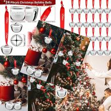 24 Pcs Christmas Believe Bell Ornaments 1.5 Inch Polar Santa Sleigh Jingle Bells With Believe Ribbon Christmas Tree Decorations For Xmas Decor Silver Color 24 - Redwood - View 1